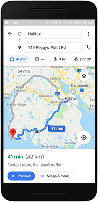 Photograph Nova Scotia directions screen